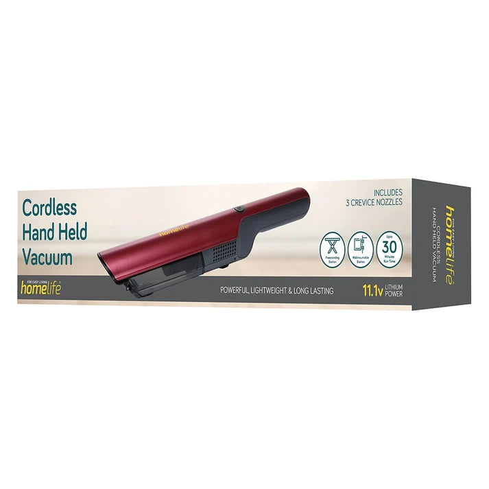 L03 HOMELIFE CORDLESS HAND HELD 11.1V <30MIN 4HR 80W 600G 250ML VACUUM RED E8015RD
