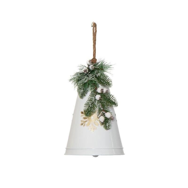White Metal Hanging Christmas Bell Decoration 29cm