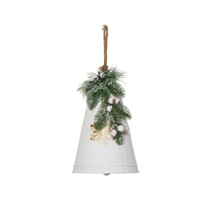 White Metal Hanging Christmas Bell Decoration 29cm - XMAS HANGING DECOS - Beattys of Loughrea