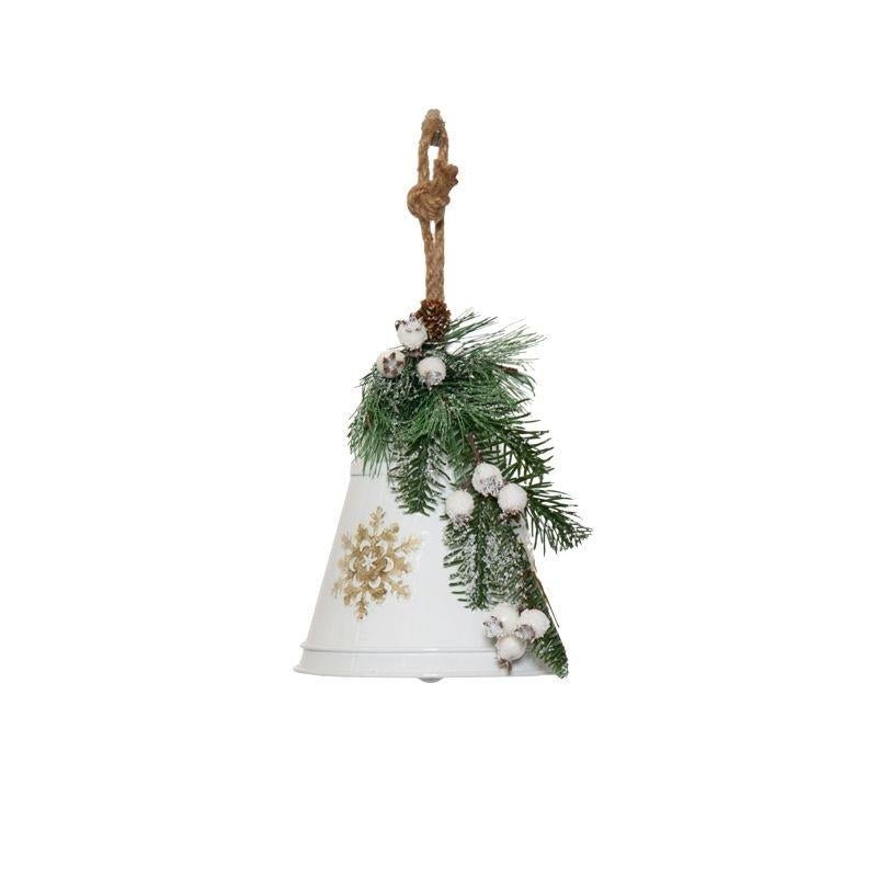White Metal Hanging Christmas Bell Decoration 20cm - XMAS HANGING DECOS - Beattys of Loughrea