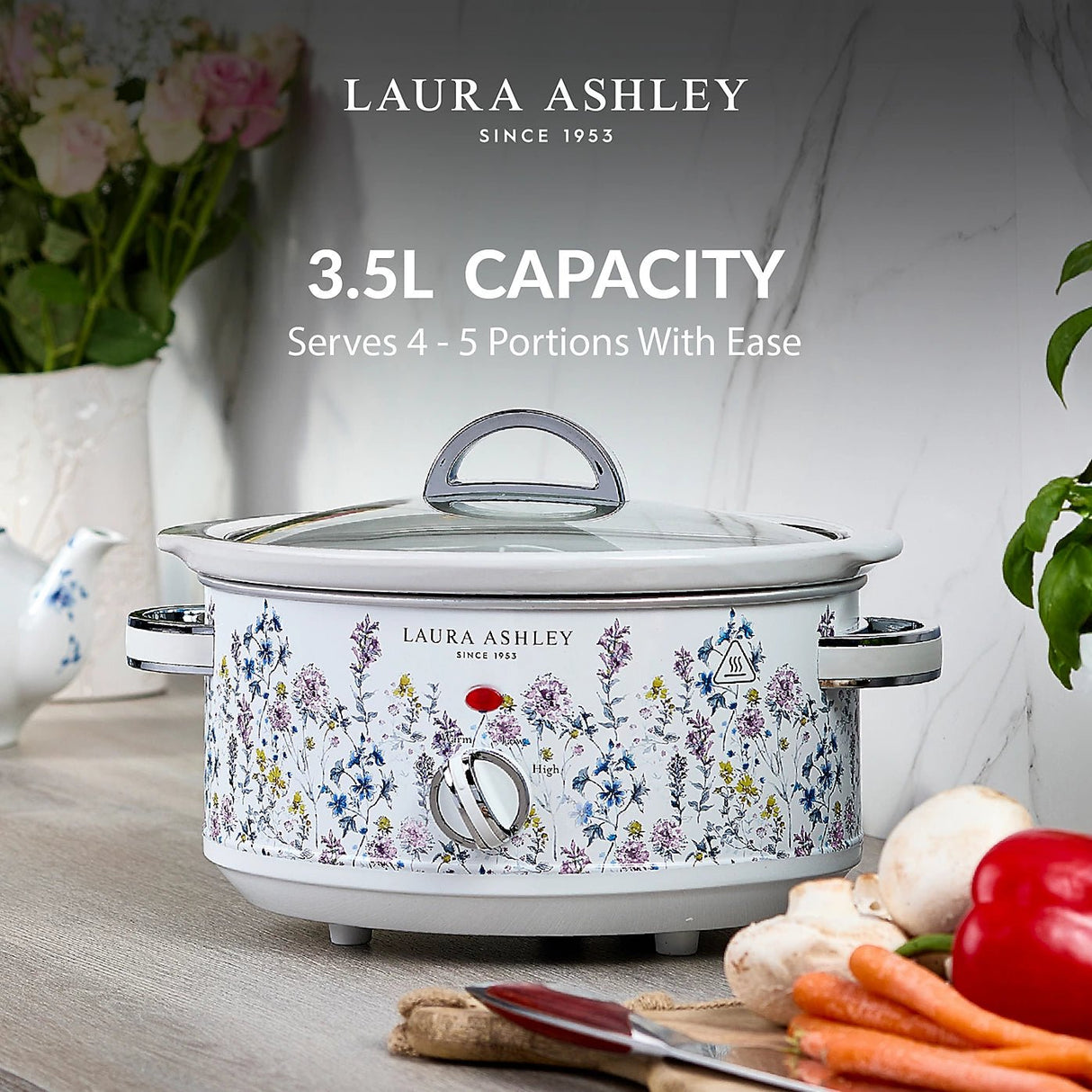 Laura Ashley VQ Wild Meadow 3.5L Slow Cooker - FOOD STEAMER RICE COOKER SLOW COOKER - Beattys of Loughrea