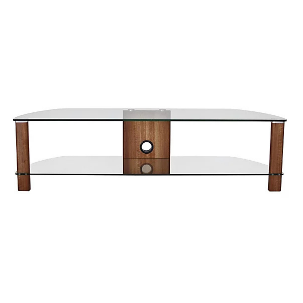 Alphason Century 1500mm Glass TV Stand – Walnut & Clear Glass
