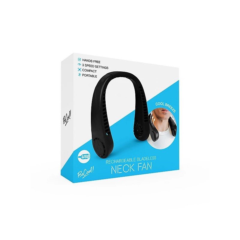 BeCool Rechargeable Bladeless Neck Fan Black - COOLING FANS - Beattys of Loughrea