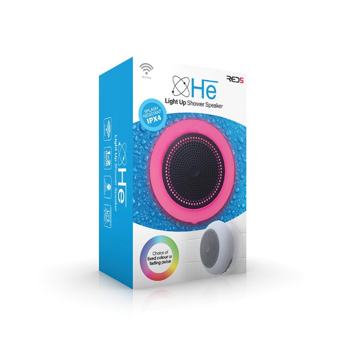 RED5 H.e Light Up Wireless Shower Speaker - SPEAKERS HIFI MP3 PC - Beattys of Loughrea