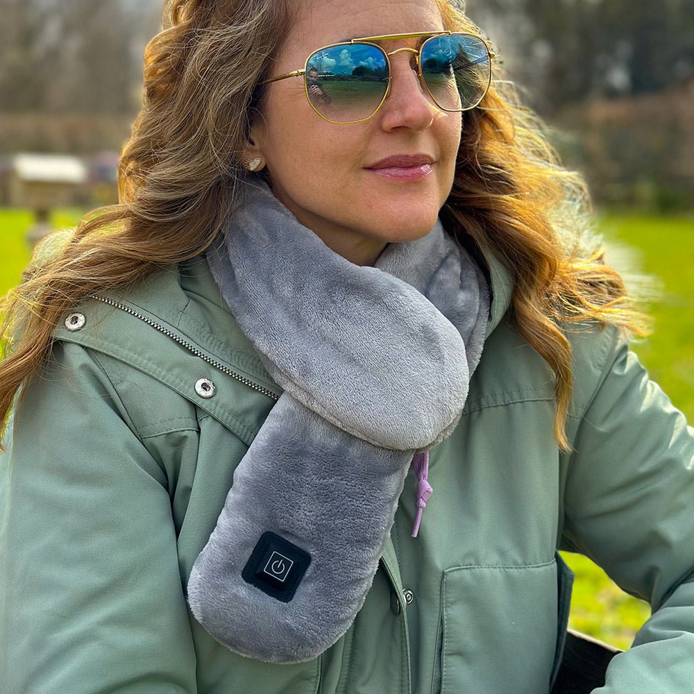Wellbeing Heated Travel Scarf Grey USB Powered - ADULTS SCARF, HAT, GLOVE, SOCKS - Beattys of Loughrea