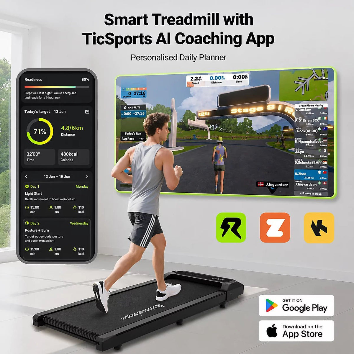 MOBVOI Edge Bluetooth Under-Desk Walking Pad Treadmill - EXERCISE BIKE, TREADMILL, FITNESS - Beattys of Loughrea