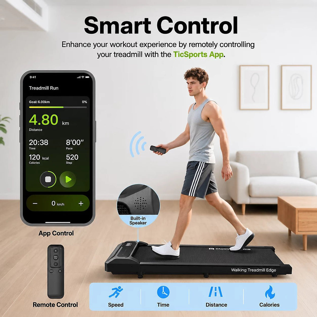 MOBVOI Edge Bluetooth Under-Desk Walking Pad Treadmill - EXERCISE BIKE, TREADMILL, FITNESS - Beattys of Loughrea