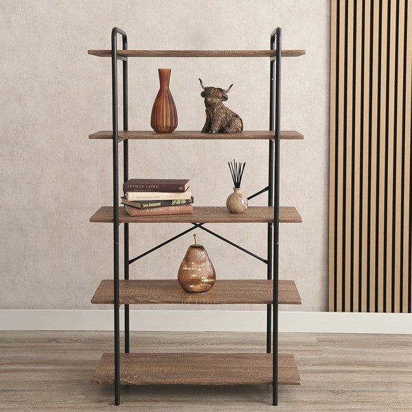 Dark Oak 5 Shelf Unit 80cm x 144cm - OCCASIONAL FURNITURE - Beattys of Loughrea