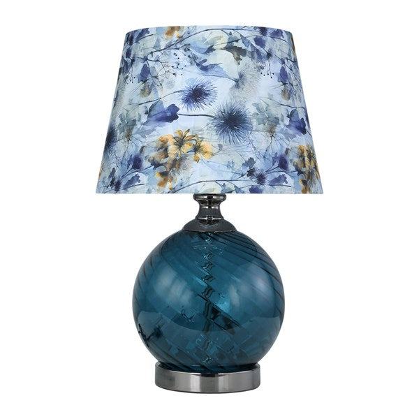 Blue Floral Table Lamp 47cm - TABLE/BEDSIDE LAMPS - Beattys of Loughrea