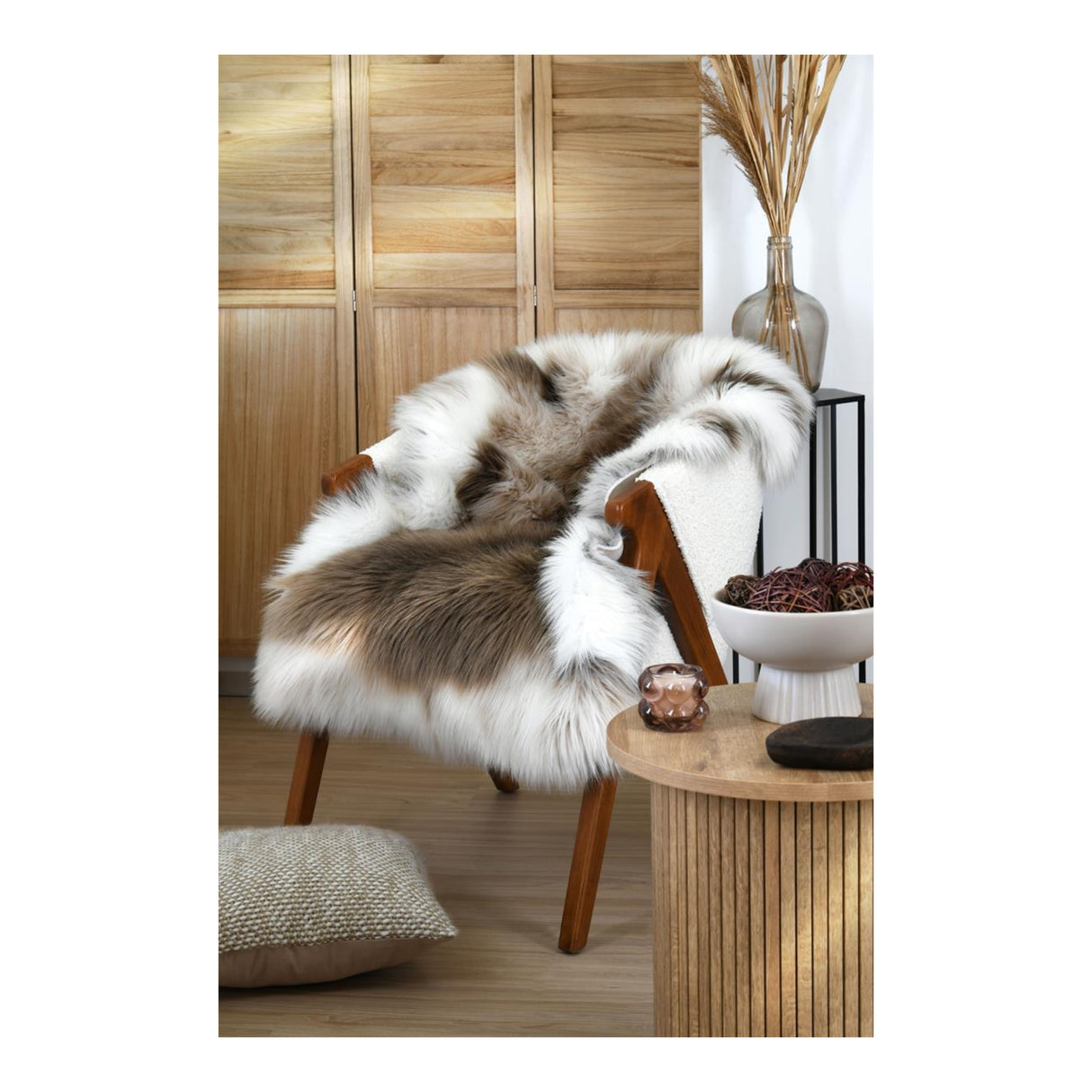 STOF Granon Faux Fur Rug, Natural, 95x120cm - CUSHIONS/COVERS - Beattys of Loughrea