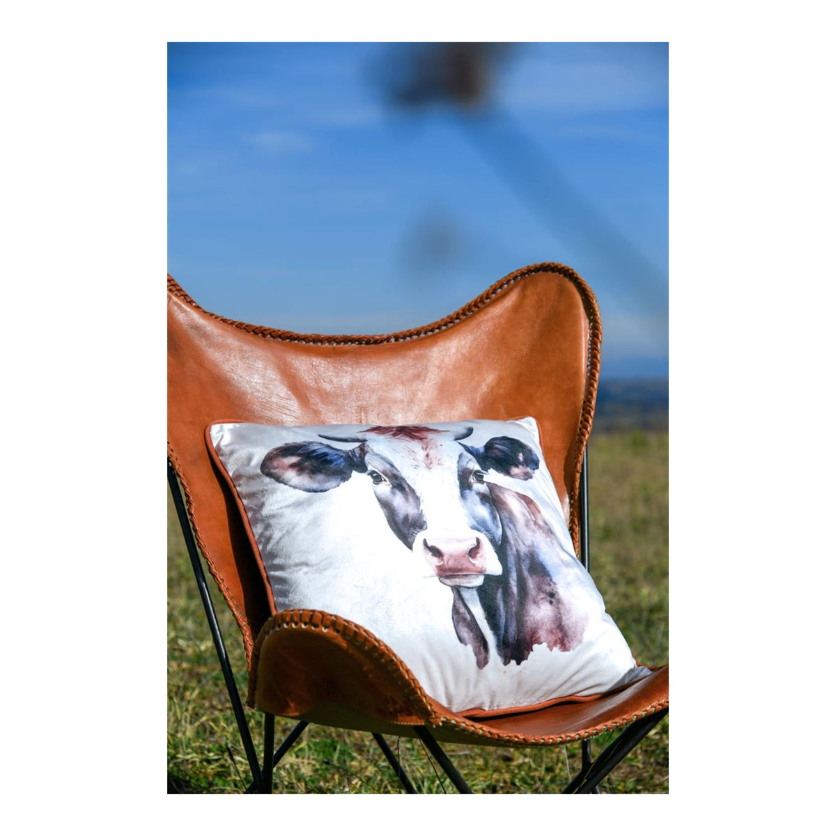STOF Fernande Cow-Print Cushion, Brown, 50x50cm