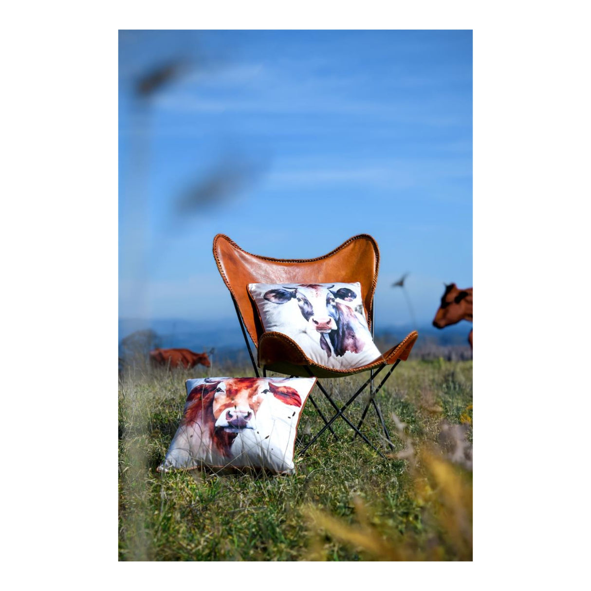 STOF Fernande Cow-Print Cushion, Brown, 50x50cm