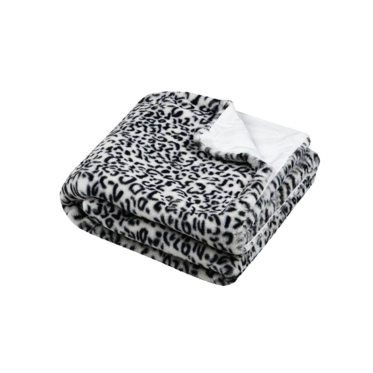 STOF Panthera Leopard-Print Throw, Black, 130x160cm - THROWS/BLANKETS - Beattys of Loughrea