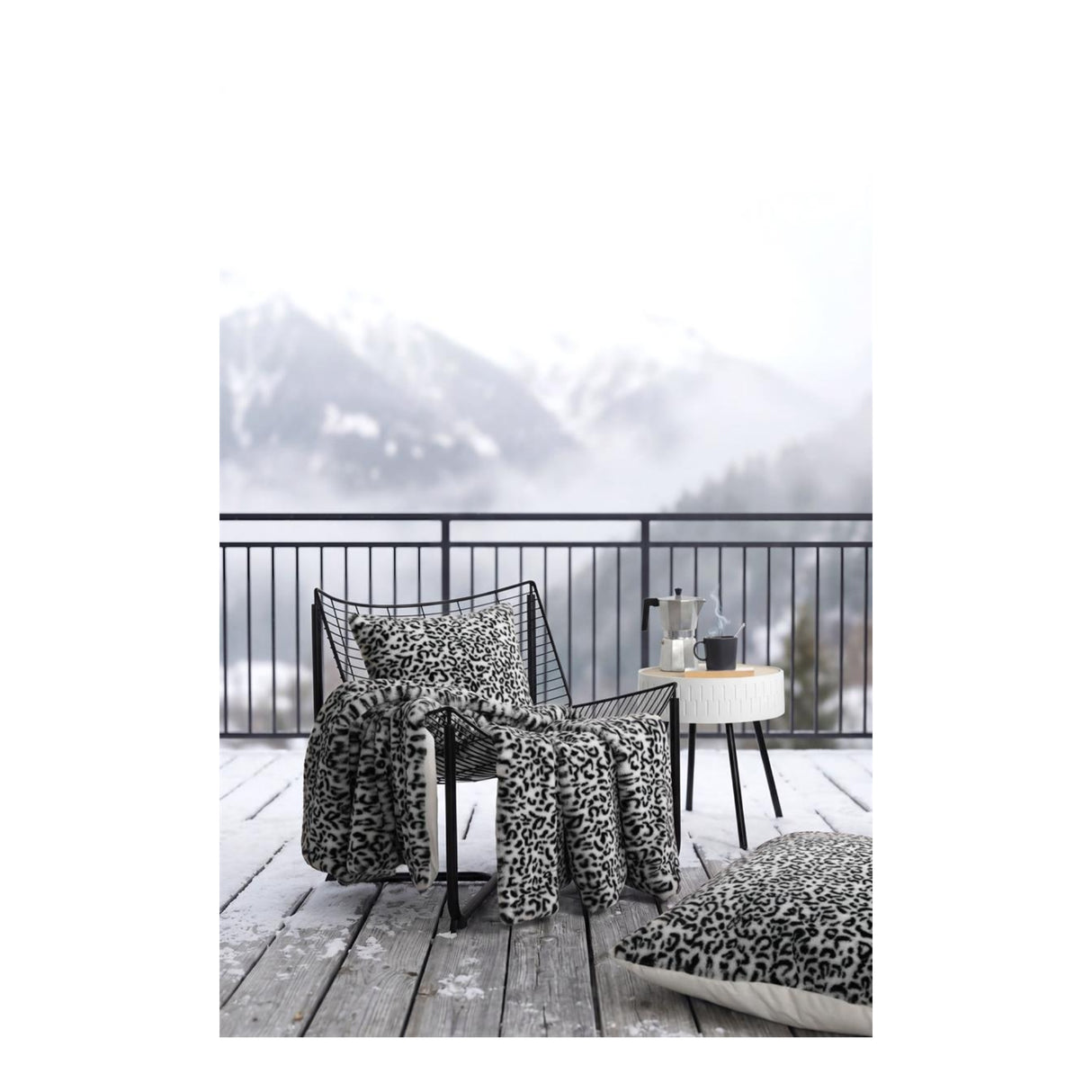 STOF Panthera Leopard-Print Throw, Black, 130x160cm - THROWS/BLANKETS - Beattys of Loughrea