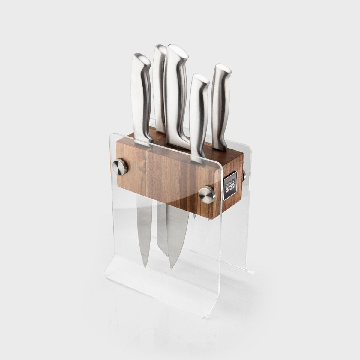 Taylor's Eye Witness Berkeley 5 Piece Stainless Steel Knife Block Set, Acacia Wood & Acrylic