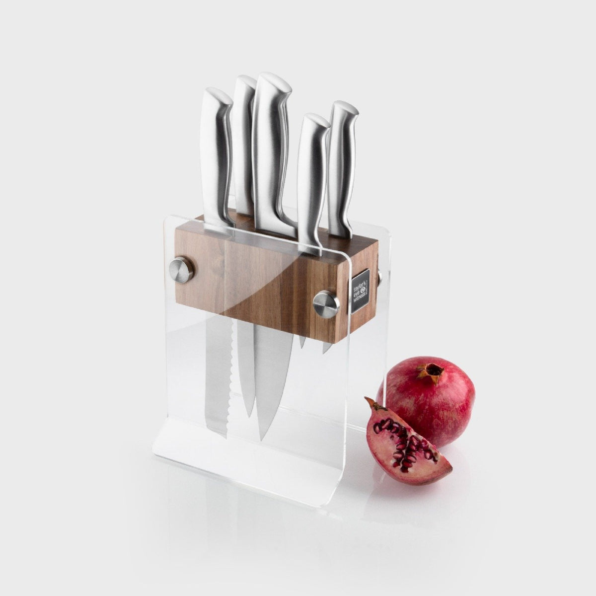 Taylor's Eye Witness Berkeley 5 Piece Stainless Steel Knife Block Set, Acacia Wood & Acrylic