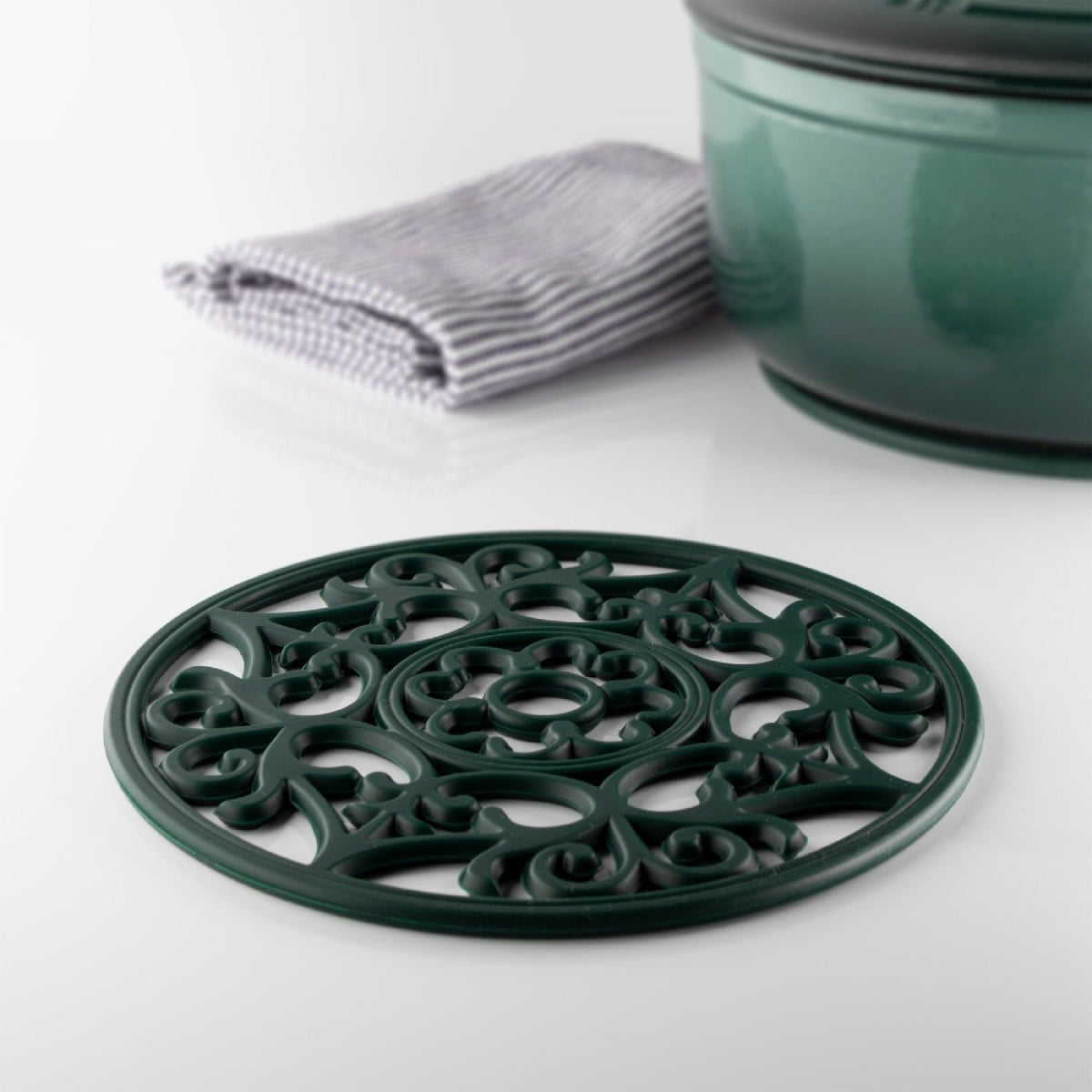 Taylor's Eye Witness Vintage Round Silicone Trivet & Placemat, British Racing Green, 19.5cm