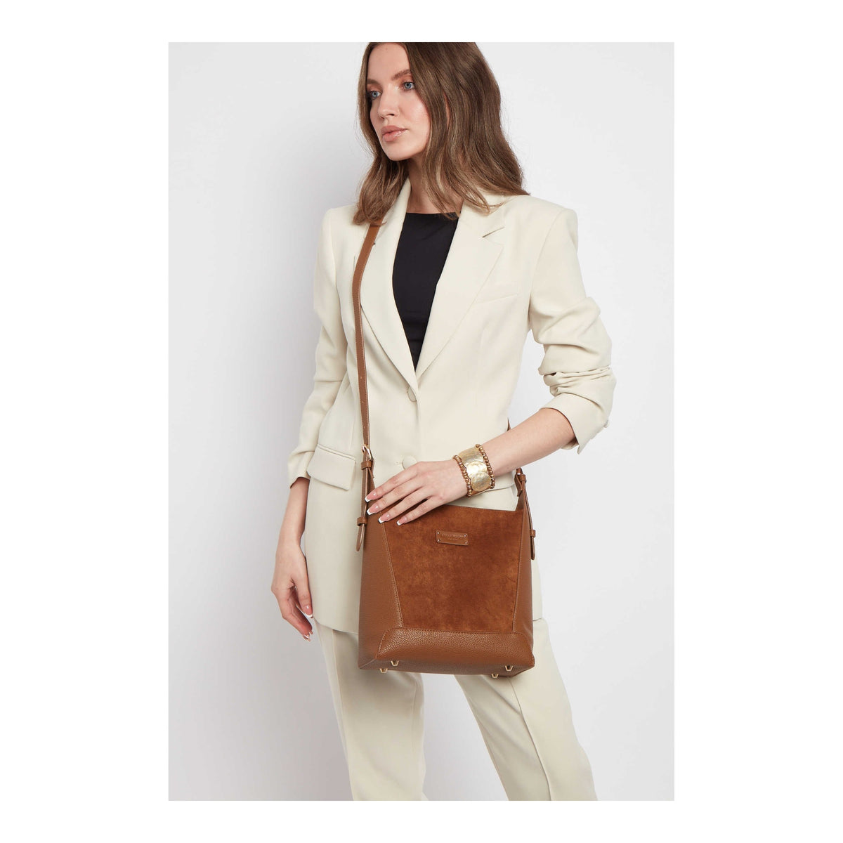 Alice Wheeler Fudge Suede - Kensington Cross Body Bag - HANDBAGS, MANBAGS, SHOPPING BAGS - Beattys of Loughrea