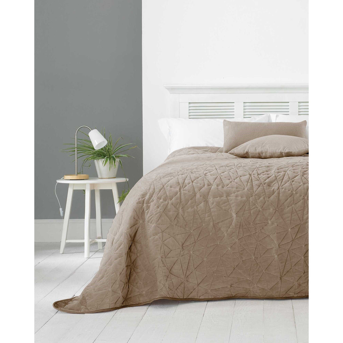 Alexa Embossed Bedspread 240 x 260cm – Taupe