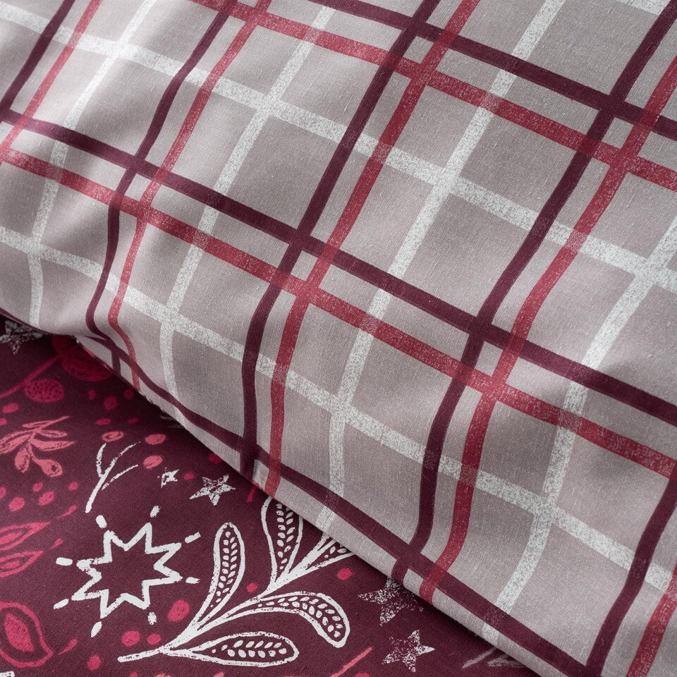WINTER STAGS DUVET SET BURGUNDY SINGLE PWIND1M