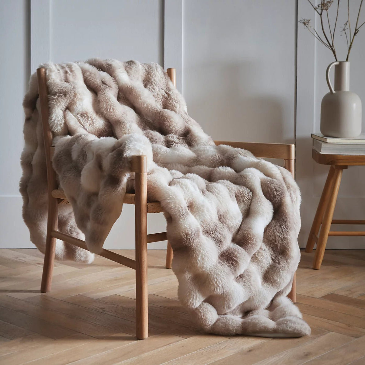 Oslo Luxury Faux Fur Throw, Taupe - 150 x 200cm - THROWS/BLANKETS - Beattys of Loughrea
