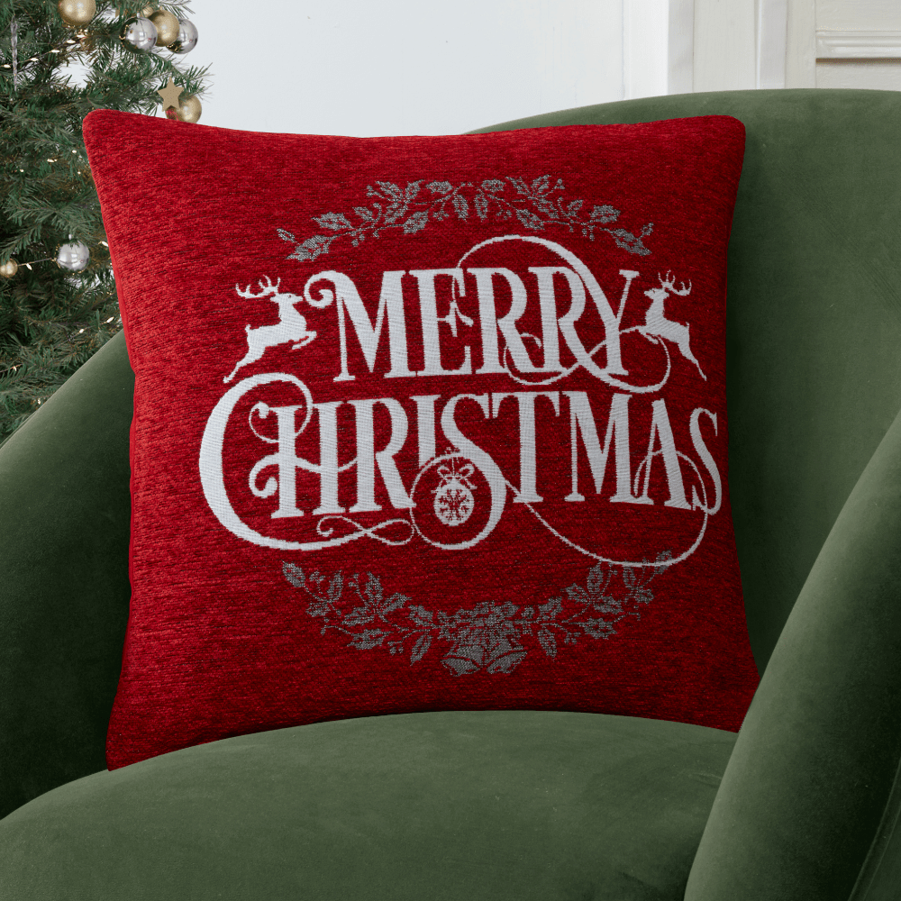 Merry Reindeer Filled Cushion, 43 x 43cm - CUSHIONS/COVERS - Beattys of Loughrea