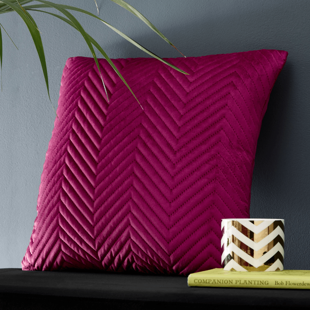 Pinsonic Quilted Filled Cushion - Berry Pink, 56 x 56cm - CUSHIONS/COVERS - Beattys of Loughrea