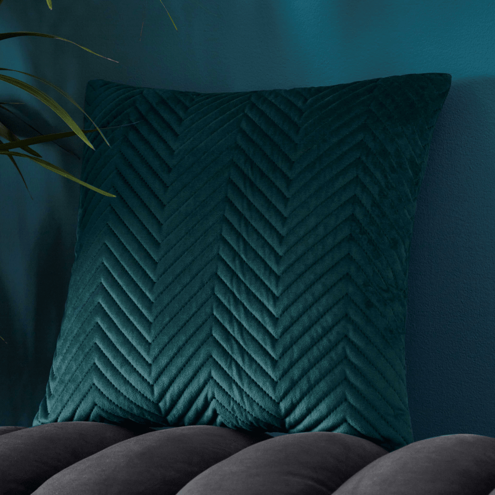 Pinsonic Quilted Filled Cushion - Teal, 43 x 43cm - CUSHIONS/COVERS - Beattys of Loughrea