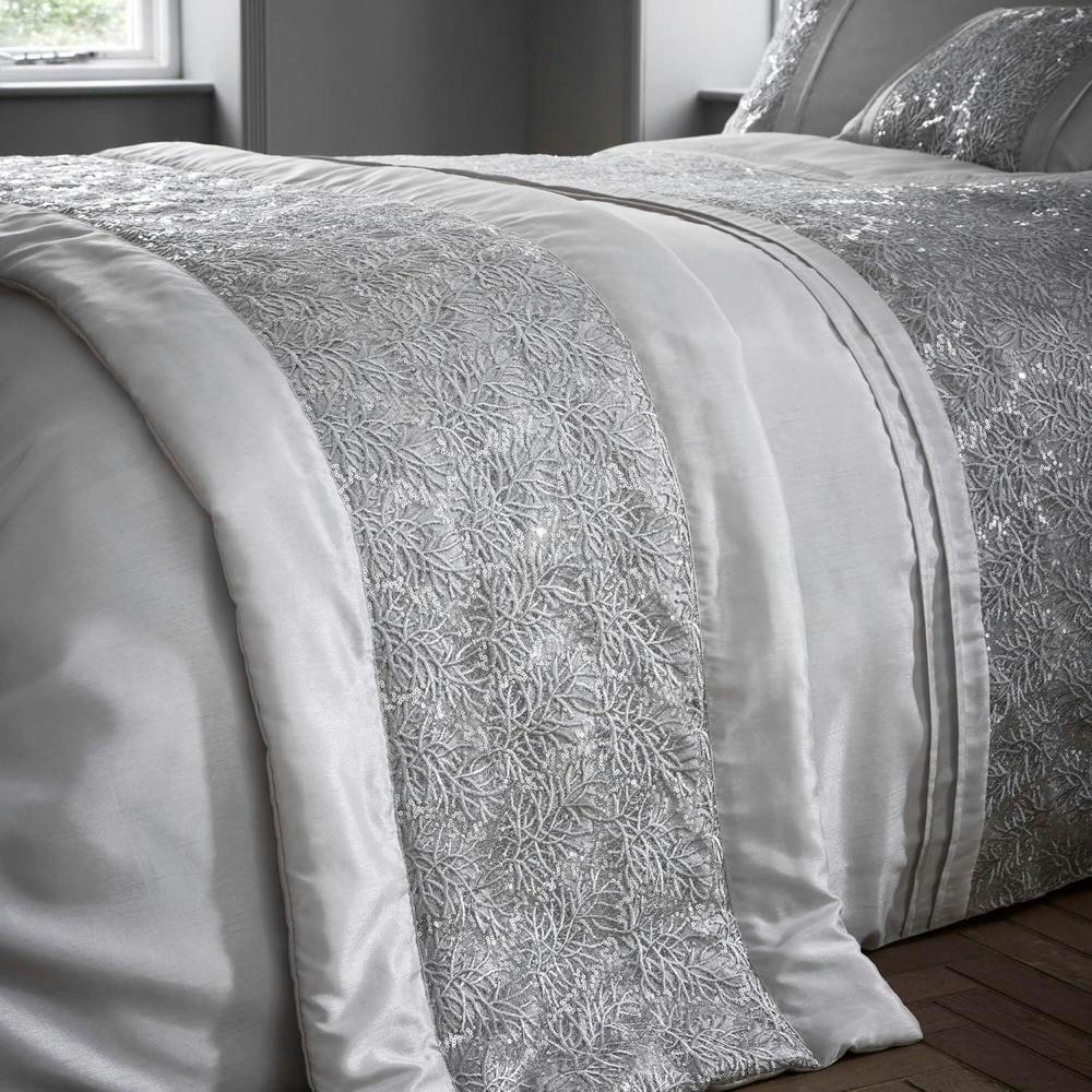 Rouen Quilted Bed Runner, Silver - BED SPREADS/COVERS/QUILTS - Beattys of Loughrea