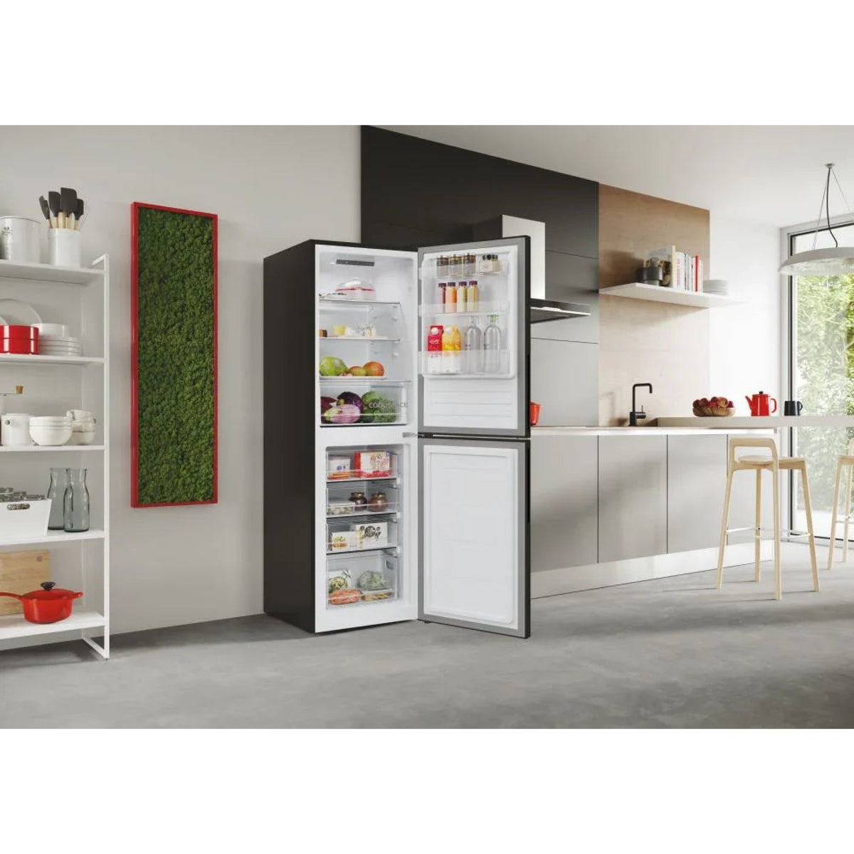 Hoover H-Fridge 300 HVT3CLECKIHB-1 176cm Low Frost Fridge Freezer - Black