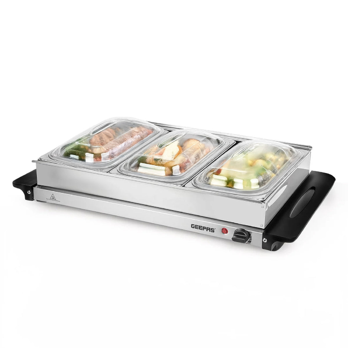Geepas Stainless Steel Buffet Server 3 x 2.5L - PLATE/FOOD WARMER - Beattys of Loughrea