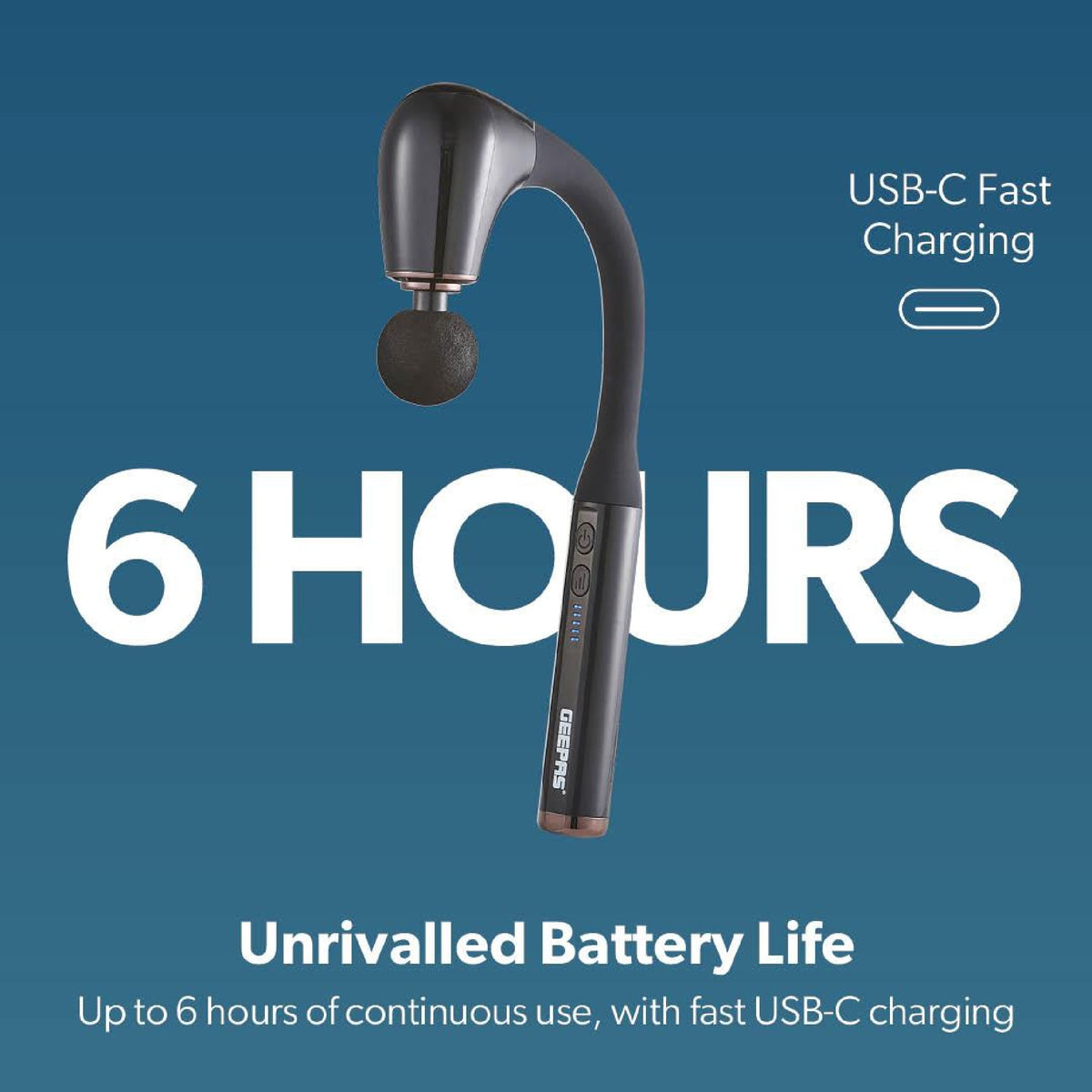 Geepas Curved Handle Massage Gun - HEAT MASSAGERS - Beattys of Loughrea