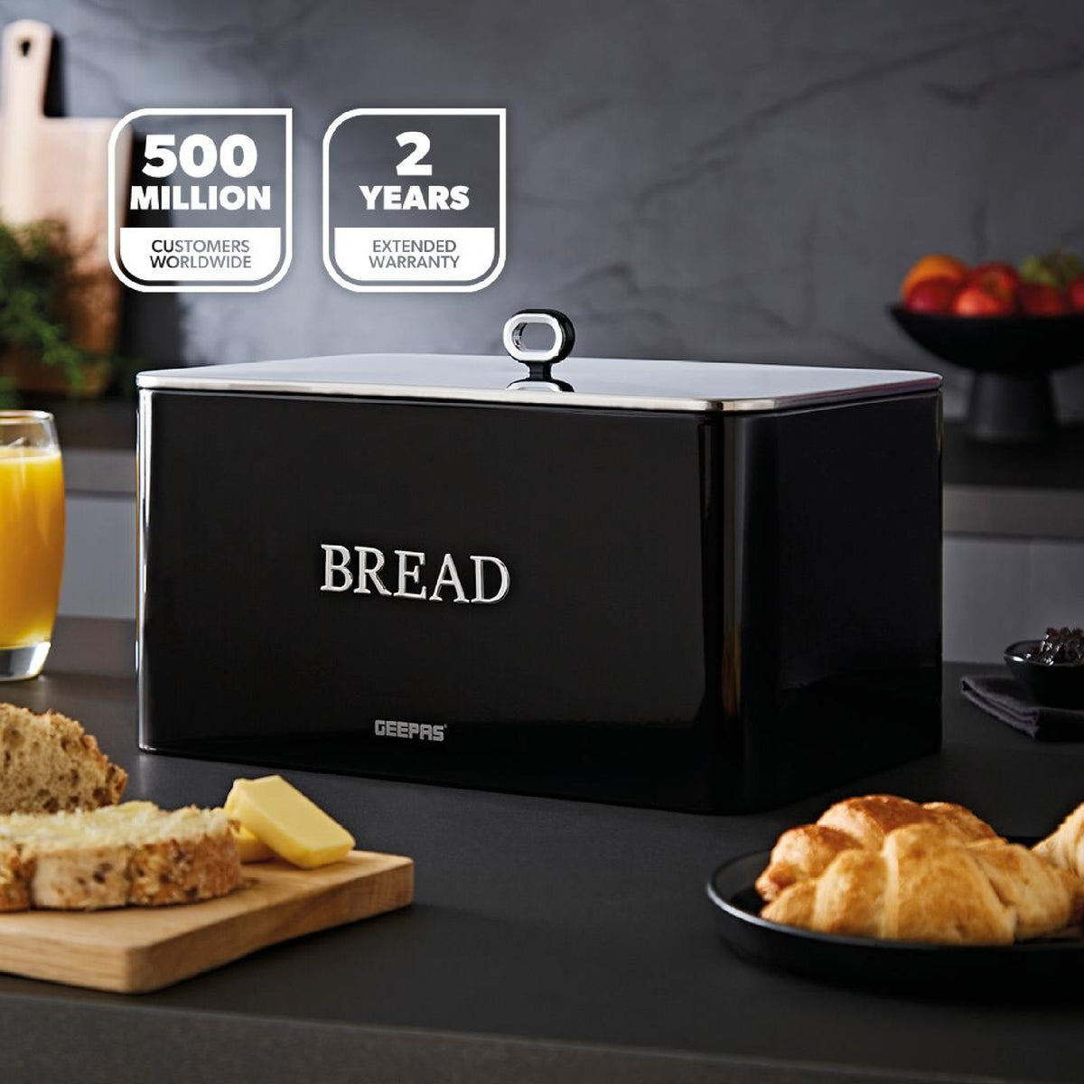 RETROVIVE BREAD BIN WITH LID 13L BLACK WI