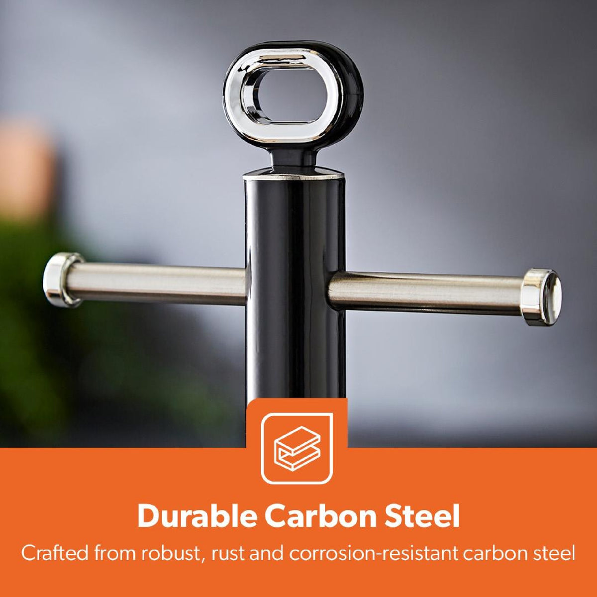 RETROVIVE MUG TREE & TOWEL POLE BLACK WI