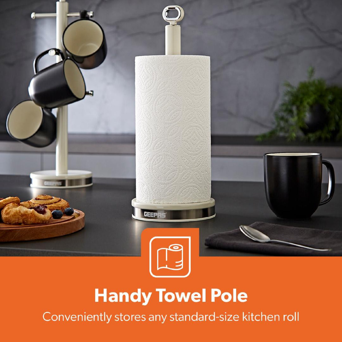 RETROVIVE MUG TREE & TOWEL POLE CREAM WI
