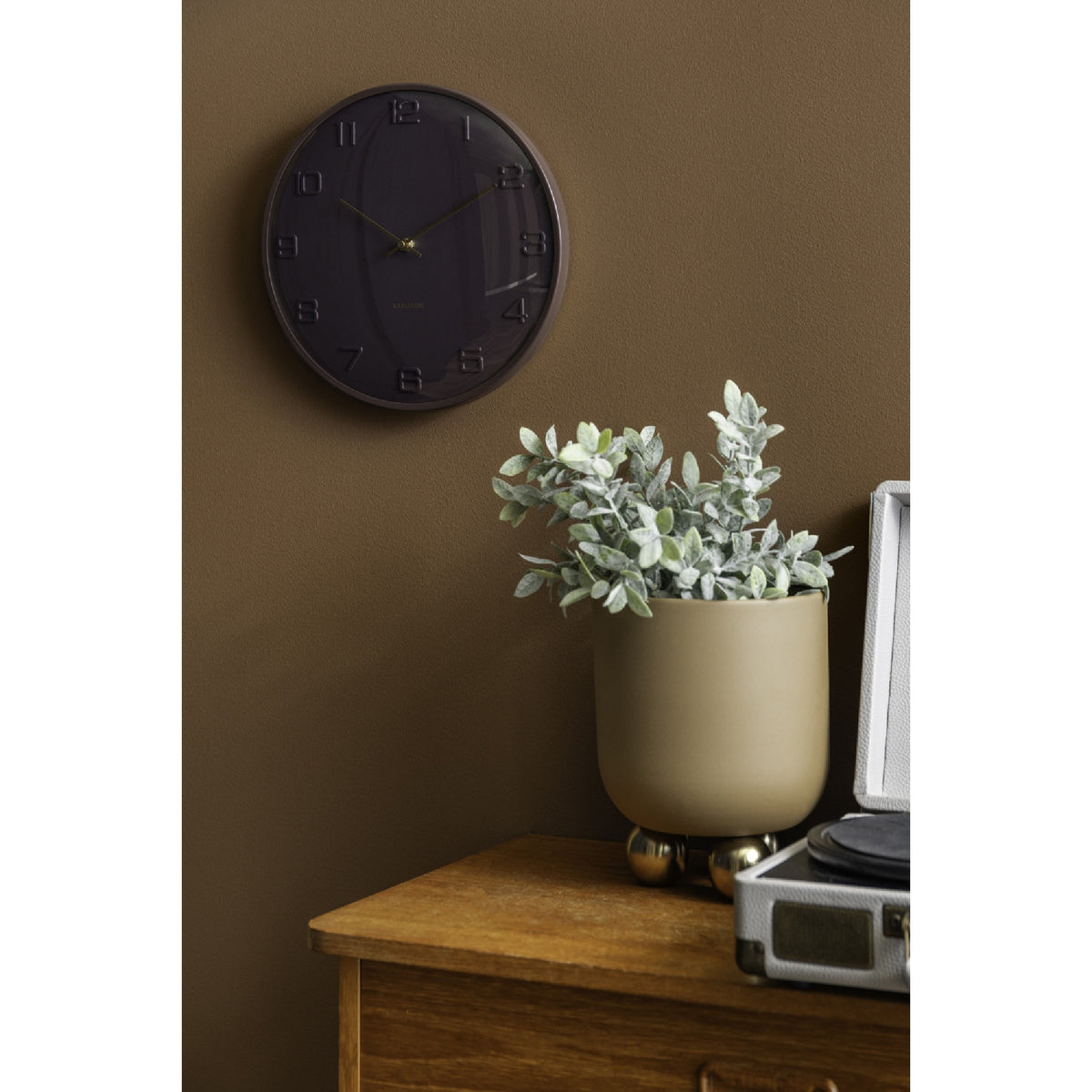 Karlsson Fuerte Dome Wall Clock - Earth Brown