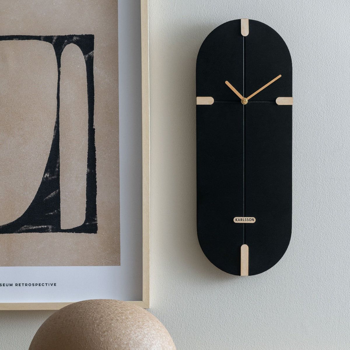 Karlsson Oxford Oval Wall Clock - Black - CLOCKS - Beattys of Loughrea