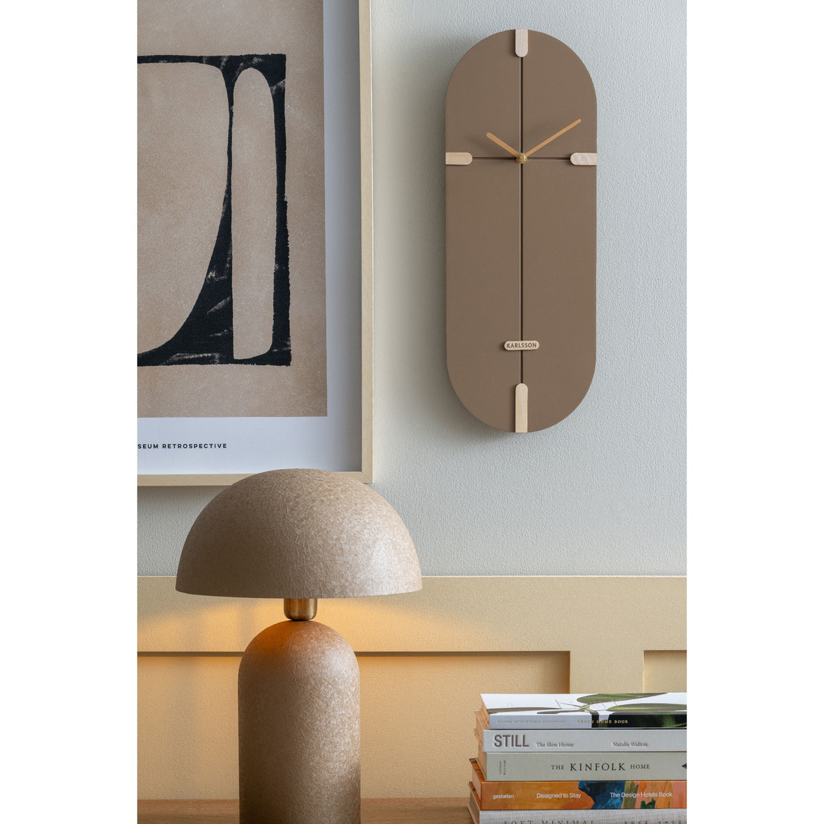 Karlsson Oxford Oval Wall Clock - Mocha Brown