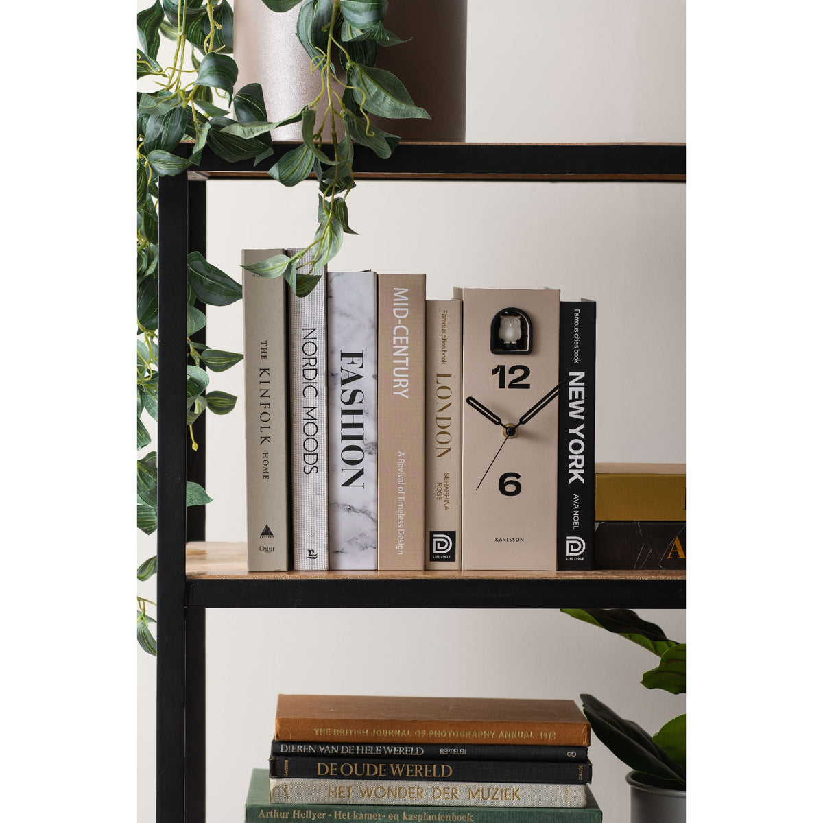 Karlsson Book Owl Table Clock - Warm Grey