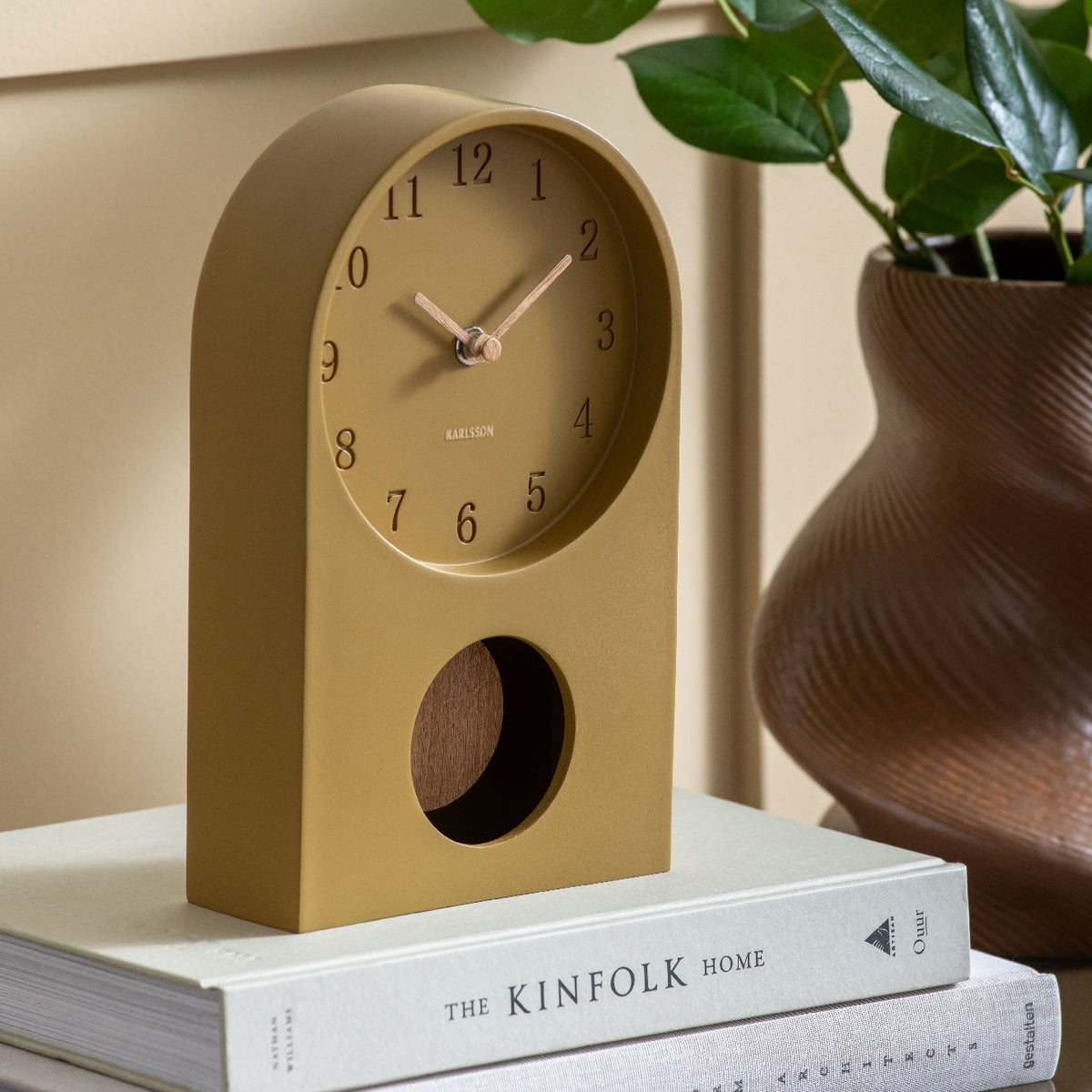 Karlsson Paris Arch Table Clock with Pendulum - Dark Khaki - CLOCKS - Beattys of Loughrea