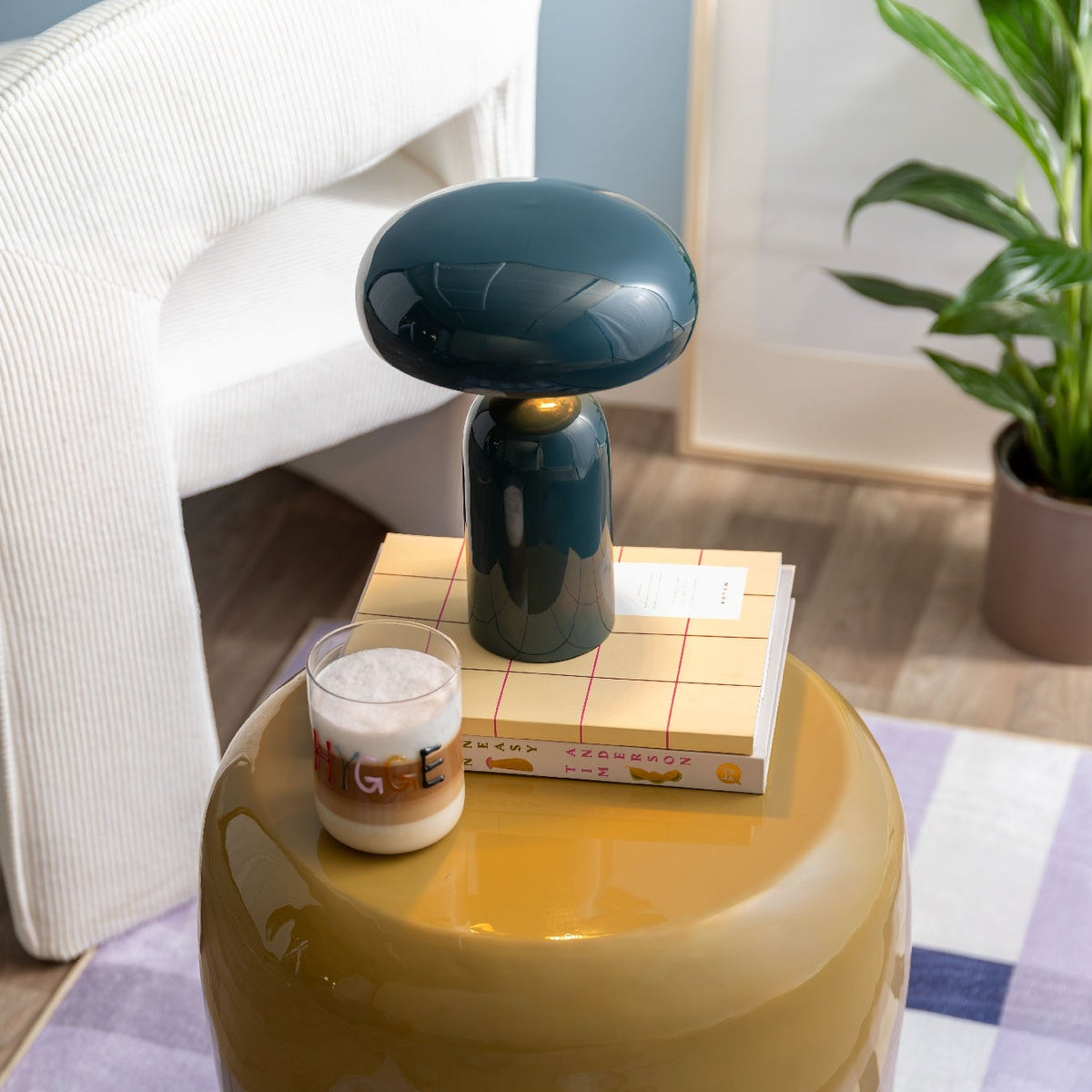 Leitmotiv Table Lamp Catania Mushroom - Legion Blue - TABLE/BEDSIDE LAMPS - Beattys of Loughrea