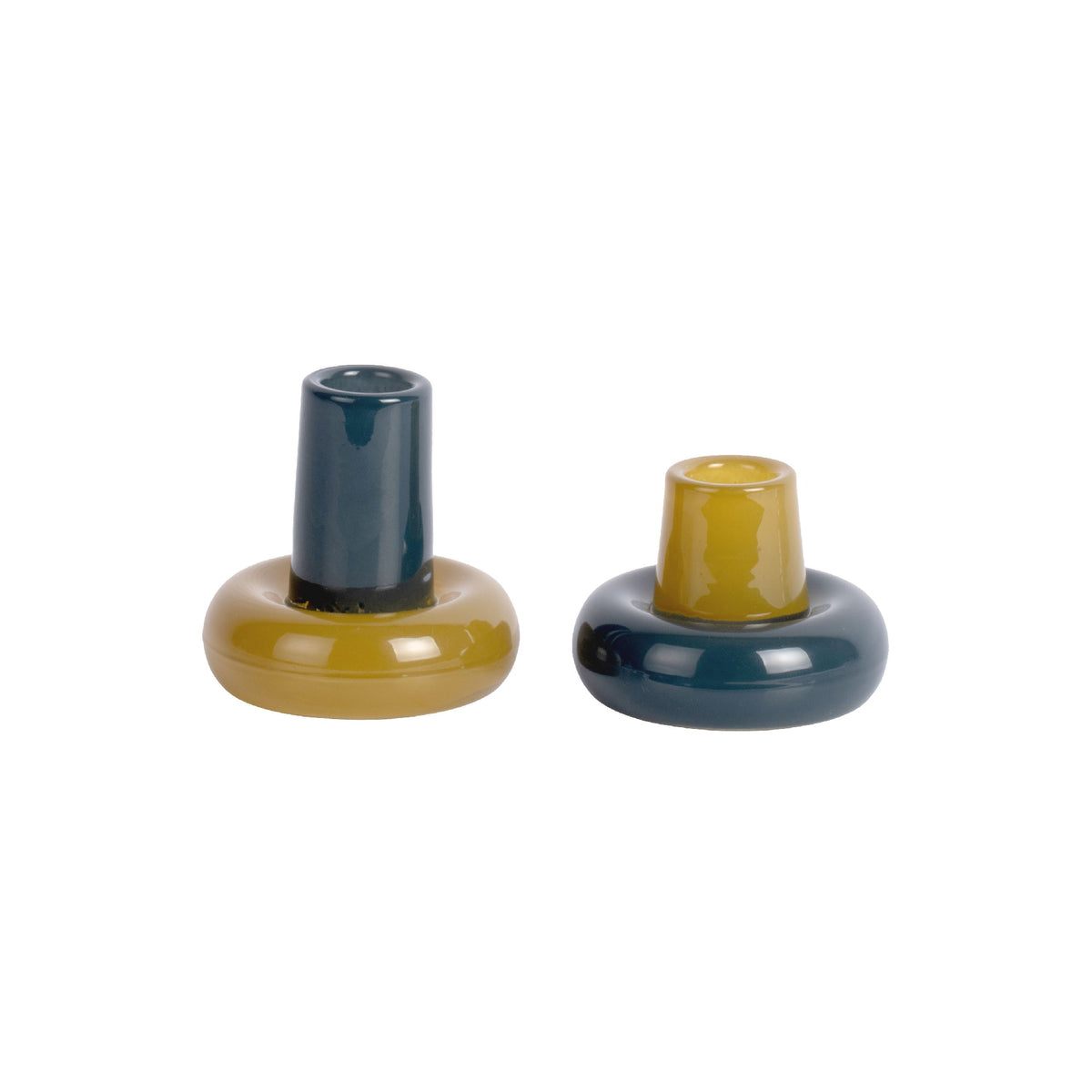 Present Time Candle Holder Set Firenze - Legion Blue & Olive Green
