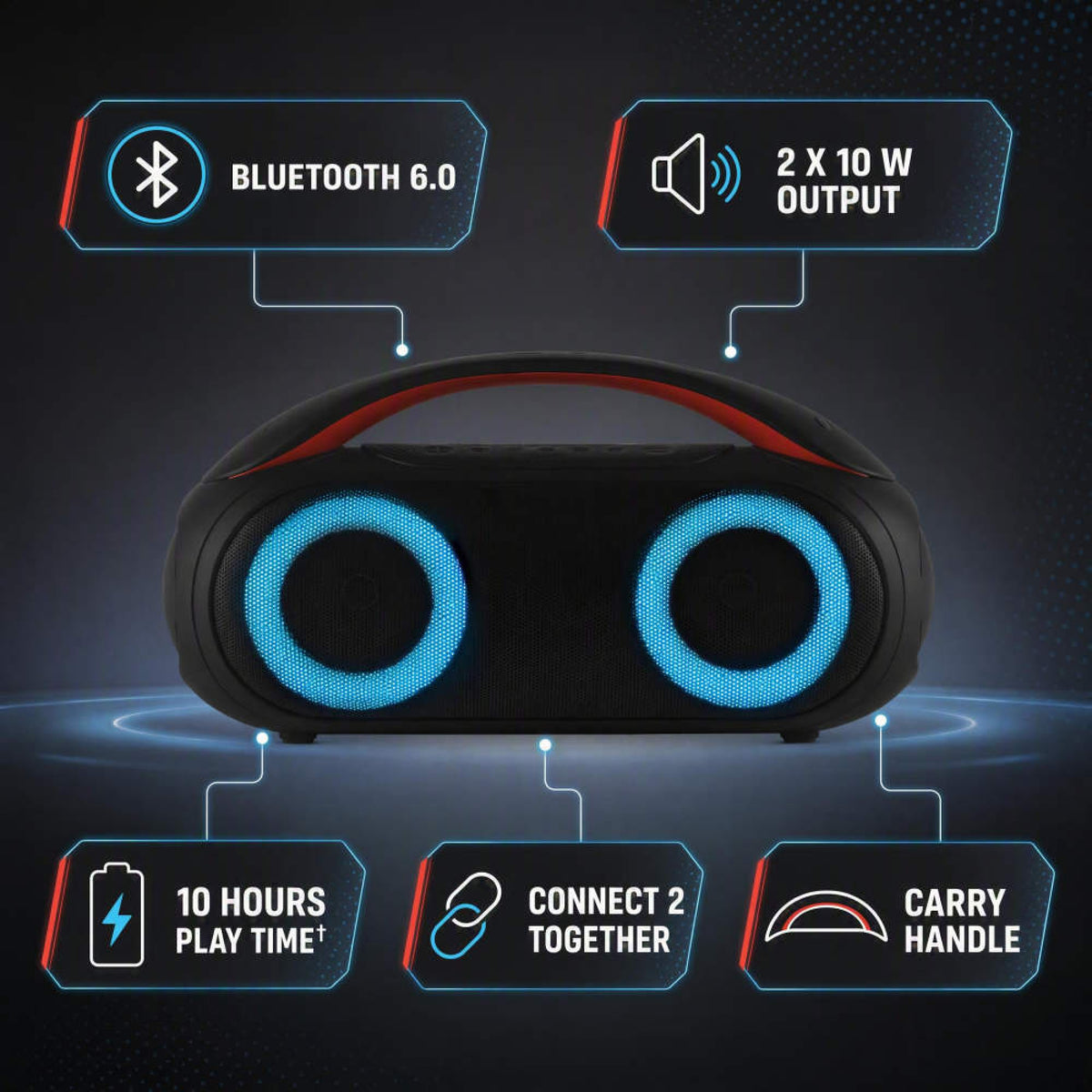 Intempo Party Boombox Speaker, Black