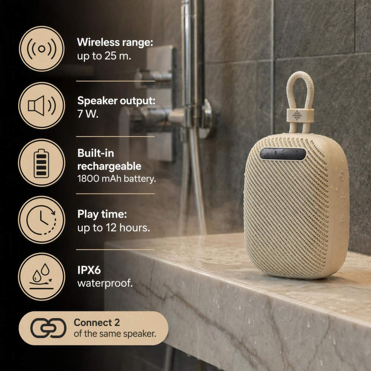 Intempo Amalfi Mini Speaker, Cream