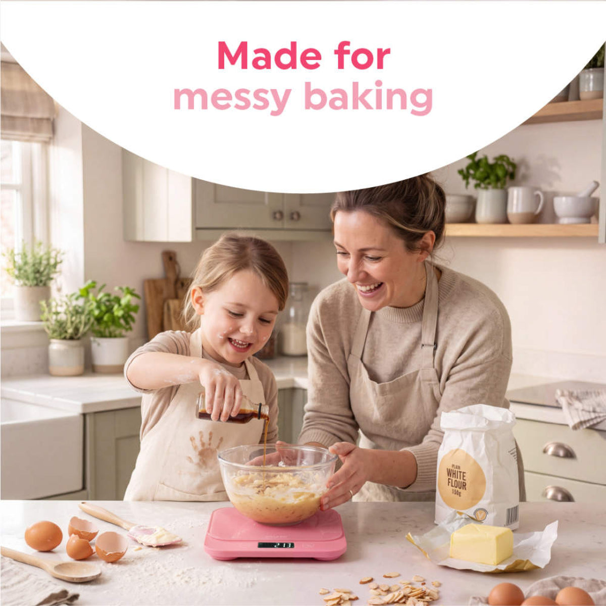 Salter British Bakes Waterproof Kitchen Scale, Pink