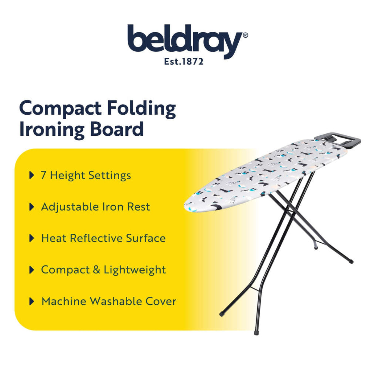 Beldray Dog Print Compact Ironing Board, 110 x 33cm