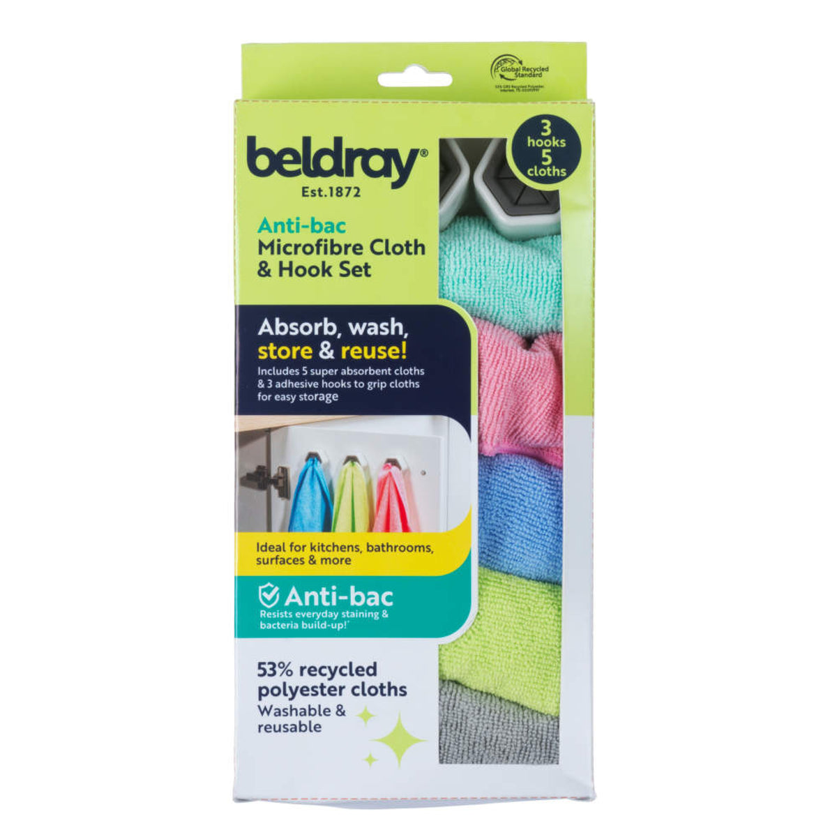 Beldray Antibac Cleaning Cloth & Hook Set