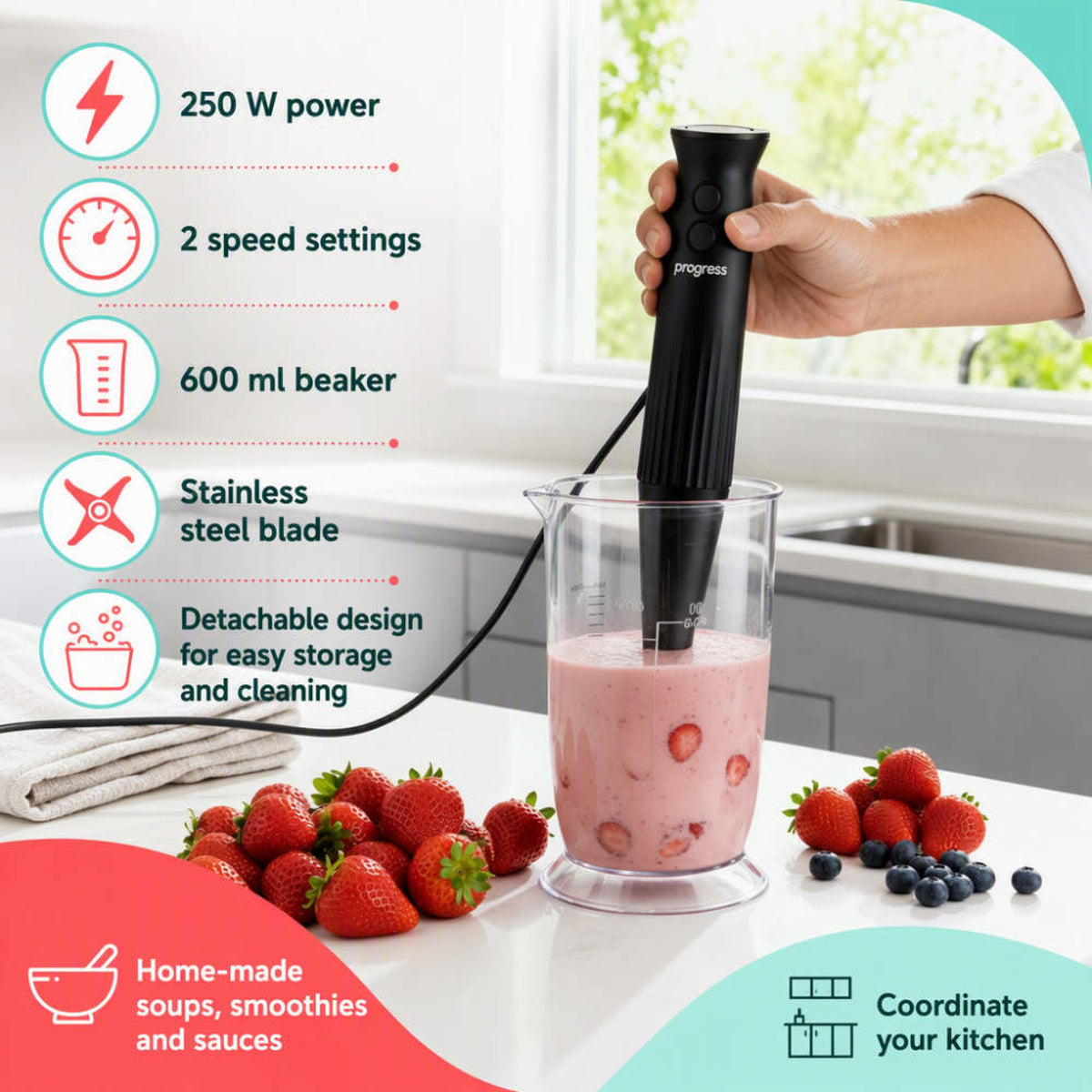 Progress Echo Hand Blender, Black