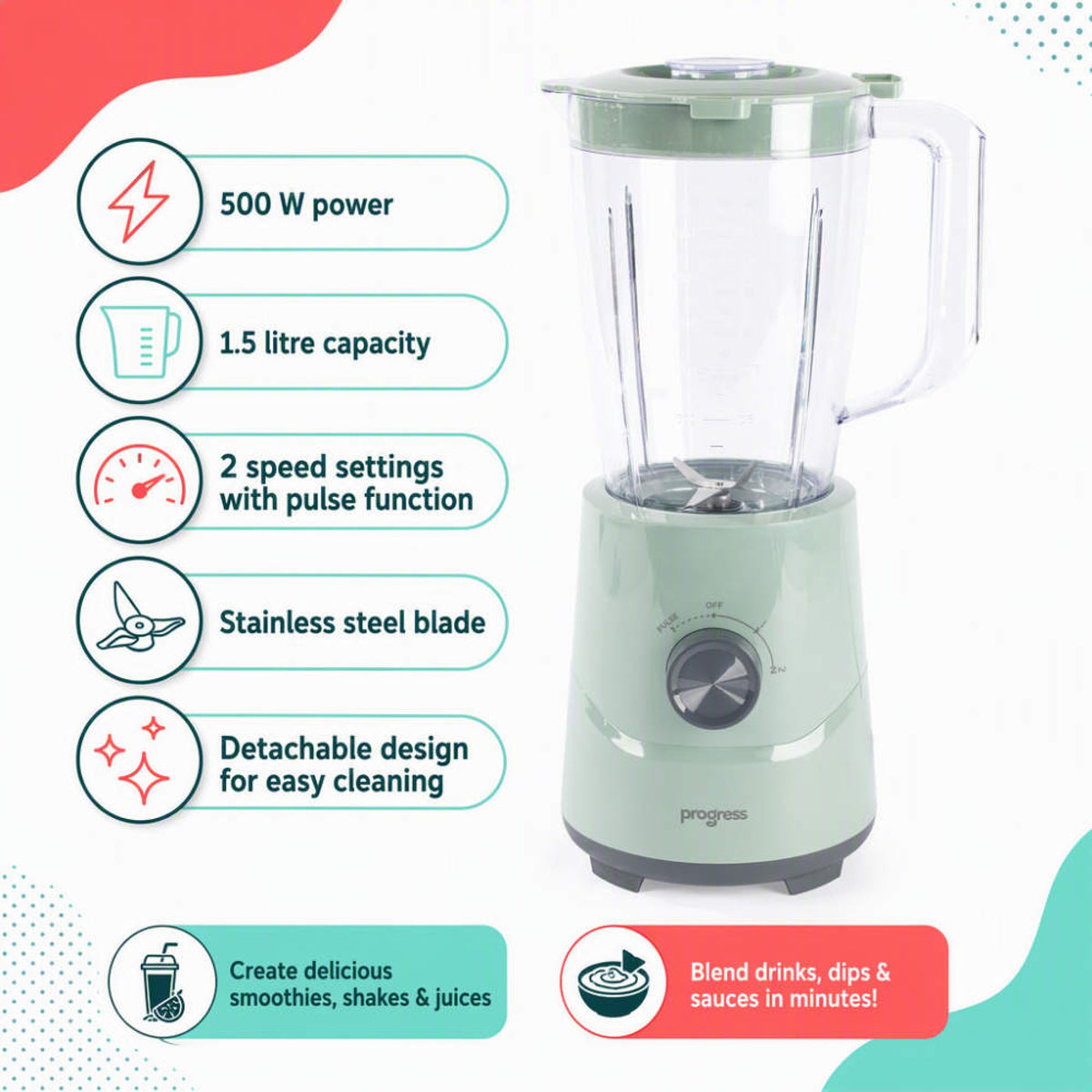Progress Neutrals Jug Blender, Sage