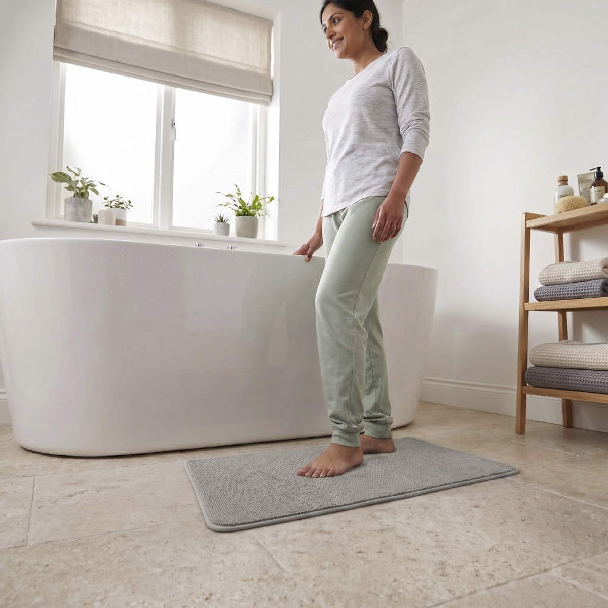 Beldray Anti-Mould Chenille Bath Mat, Beige